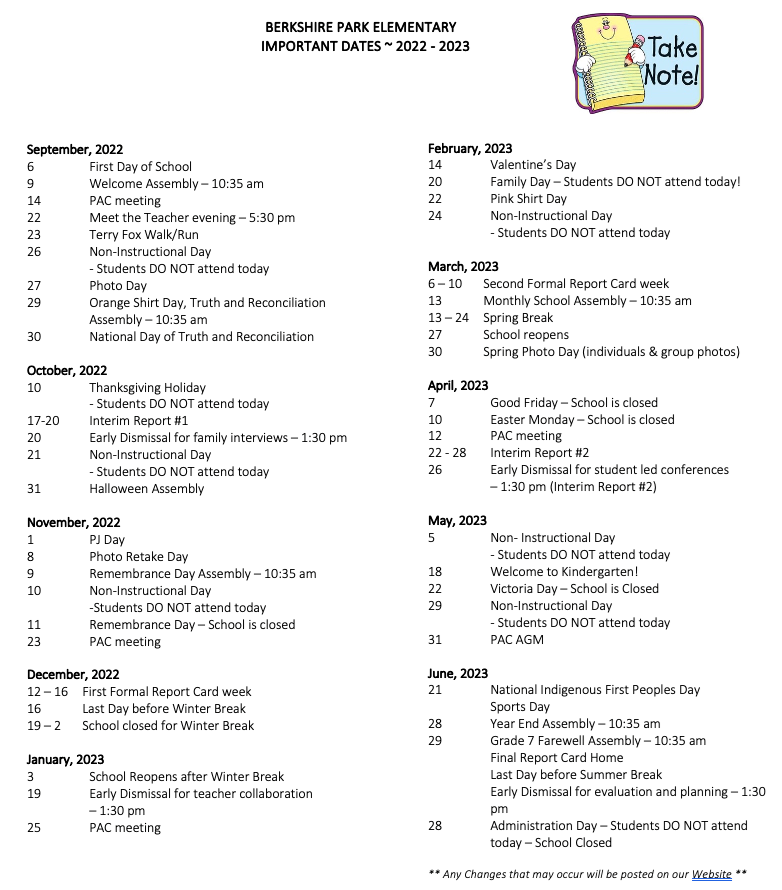 Berkshire Park s Calendar at a Glance 2022 2023